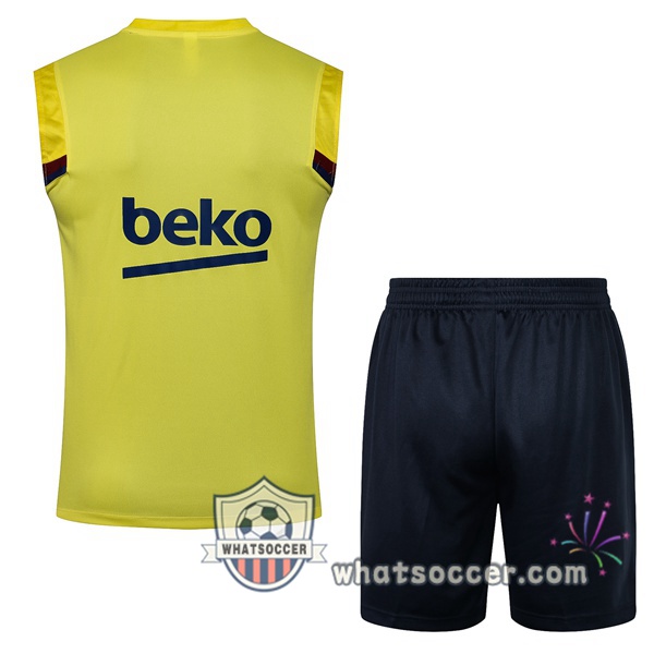 FC Barcelona Soccer Vest + Shorts Yellow 2021-2022