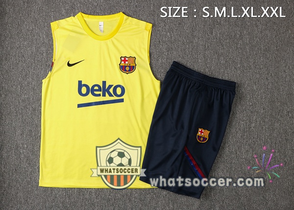 FC Barcelona Soccer Vest + Shorts Yellow 2021-2022
