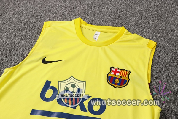 FC Barcelona Soccer Vest + Shorts Yellow 2021-2022