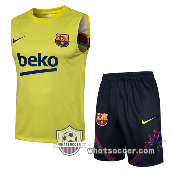 FC Barcelona Soccer Vest + Shorts Yellow 2021-2022
