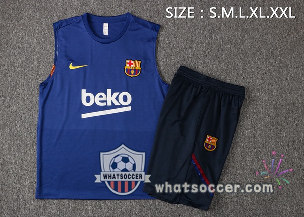 FC Barcelona Soccer Vest + Shorts Blue 2021-2022