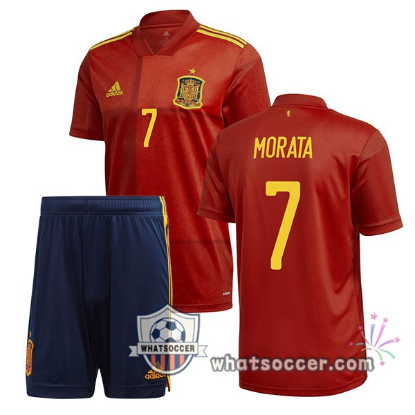 Spain (MORATA 7) Kids Home Soccer Jerseys 2020-2021