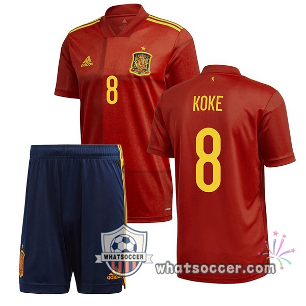 Spain (KOKE 8) Kids Home Soccer Jerseys 2020-2021
