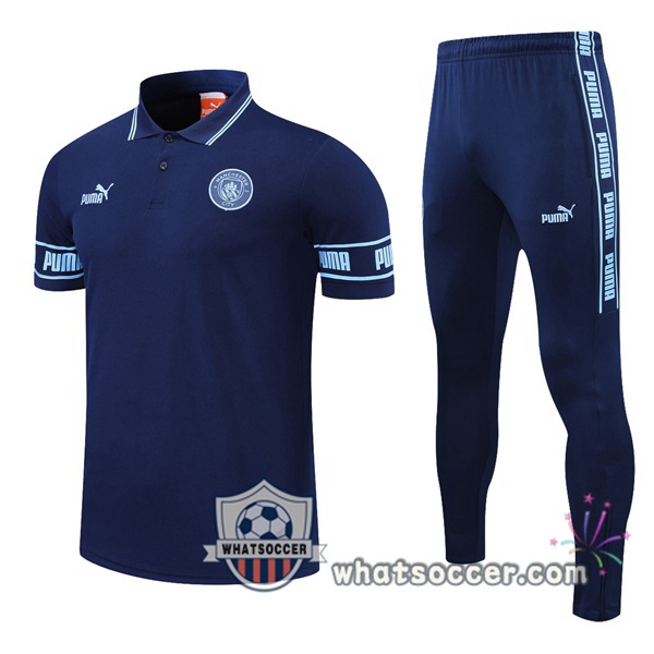 Training Polo Manchester City + Pants Blue Royal 2021-2022