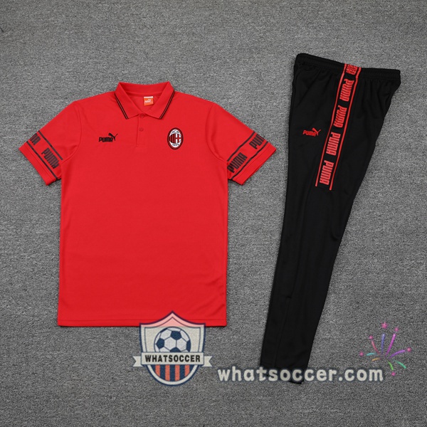 Training Polo AC Milan + Pants Red 2021-2022