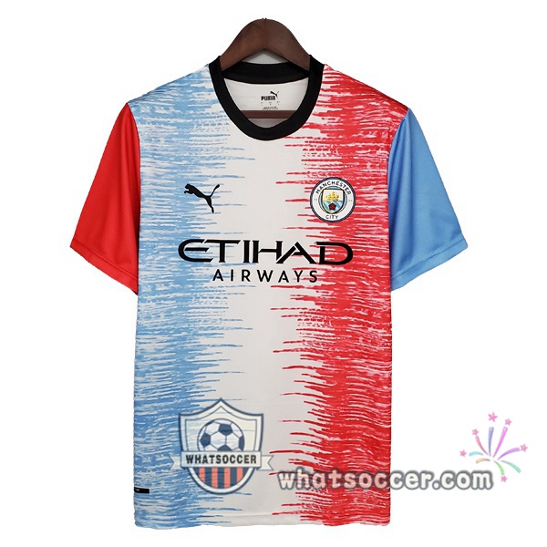 Manchester City Blue White Red Training T-Shirts 2021-2022