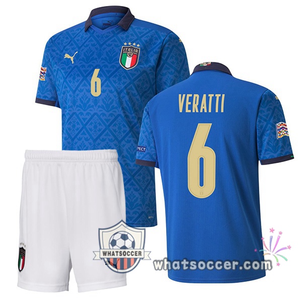 Italy (VERATTI 6) Kids Home Soccer Jerseys 2020-2021