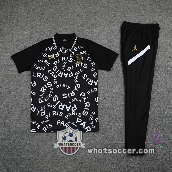 Training Polo Paris PSG + Pants Black White 2021-2022