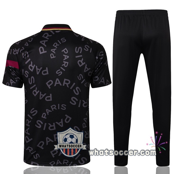 Training Polo Paris PSG + Pants Black 2021-2022