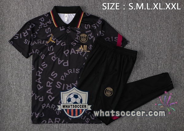 Training Polo Paris PSG + Pants Black 2021-2022