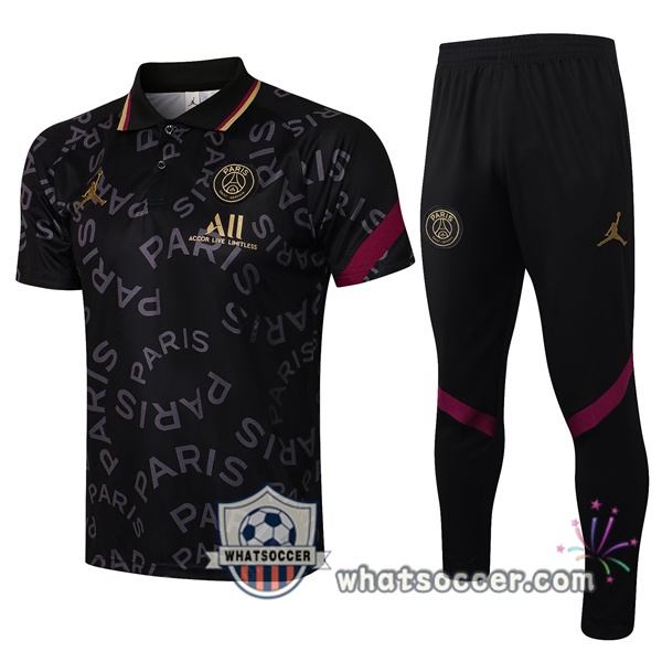 Training Polo Paris PSG + Pants Black 2021-2022