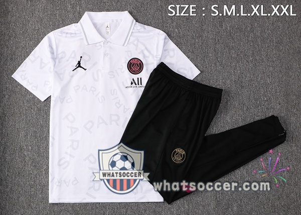 Training Polo Paris PSG + Pants White 2021-2022