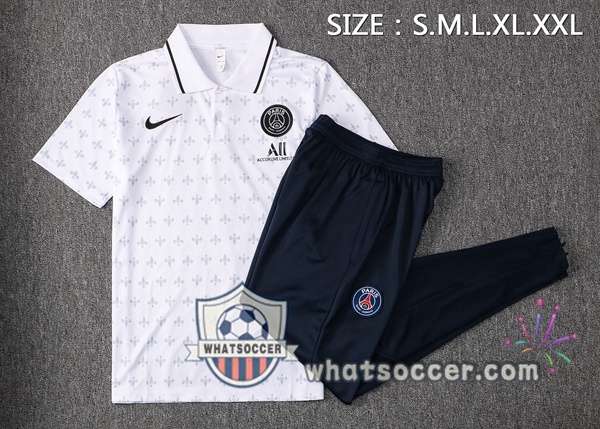 Training Polo Paris PSG + Pants White 2021-2022