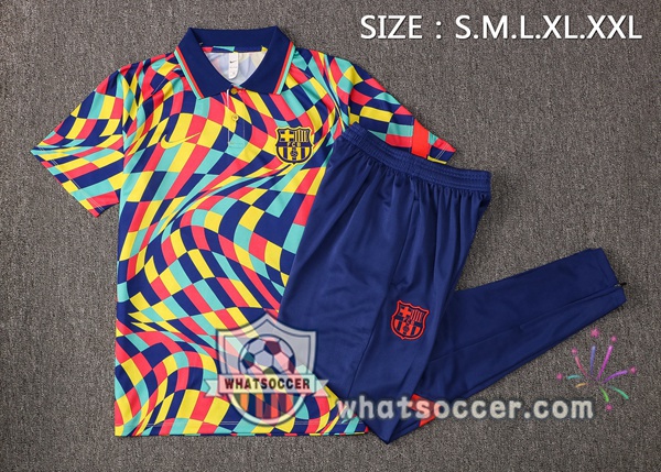 Training Polo FC Barcelona + Pants Yellow Blue 2021-2022