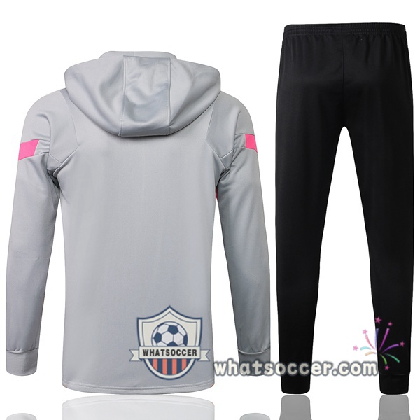 JORDAN Paris PSG Gray Clair Hooded Jacket 2021-2022