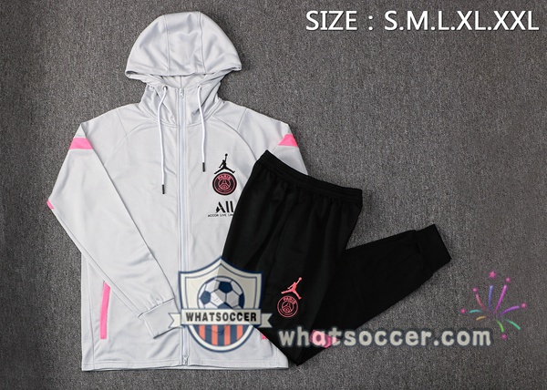 JORDAN Paris PSG Gray Clair Hooded Jacket 2021-2022