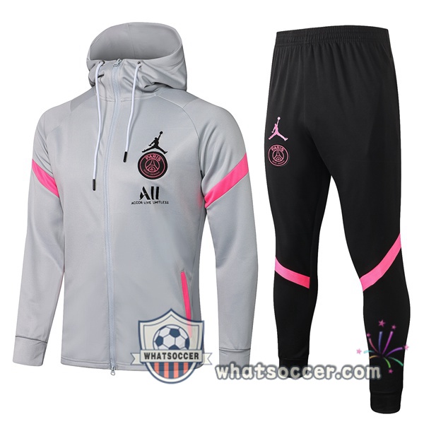 JORDAN Paris PSG Gray Clair Hooded Jacket 2021-2022