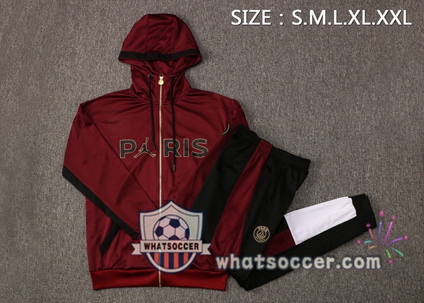 JORDAN Paris PSG Red Hooded Jacket 2021-2022