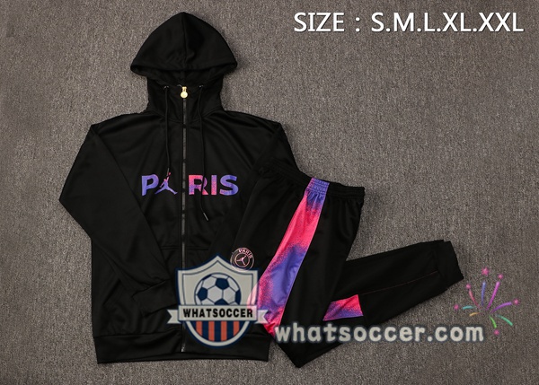 JORDAN Paris PSG Black Purple Hooded Jacket 2021-2022