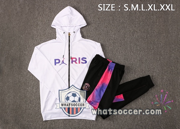 JORDAN Paris PSG White Purple Hooded Jacket 2021-2022
