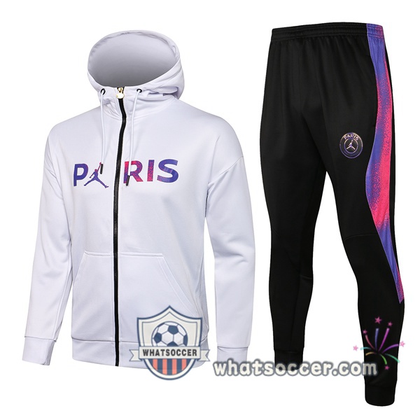 JORDAN Paris PSG White Purple Hooded Jacket 2021-2022