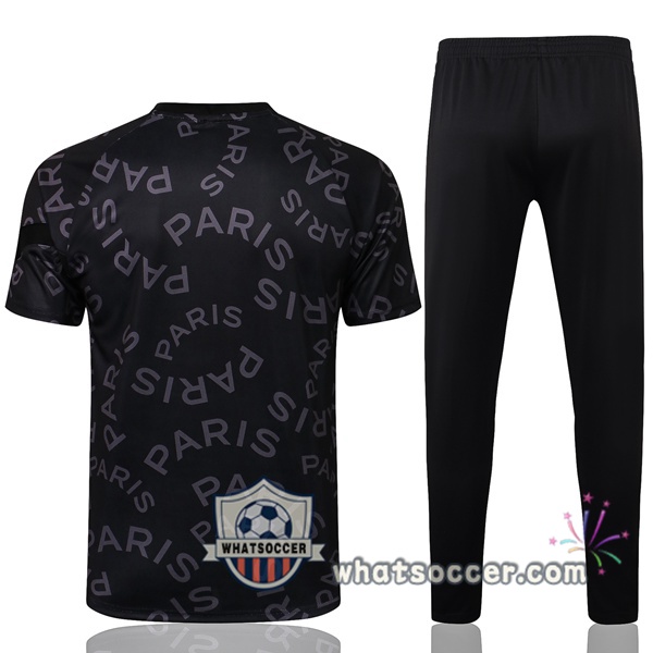 Paris PSG Jordan + Pants Black Training T-Shirt Suit 2021-2022