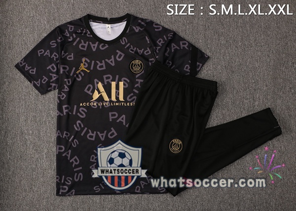 Paris PSG Jordan + Pants Black Training T-Shirt Suit 2021-2022