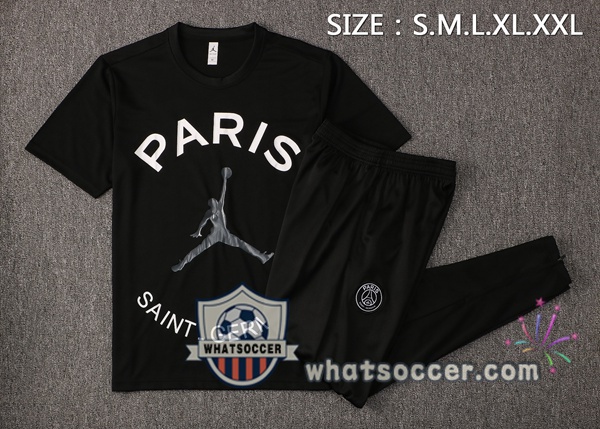 Paris PSG Jordan + Pants Black Training T-Shirt Suit 2021-2022