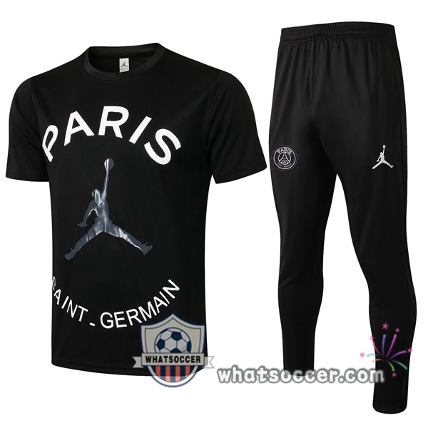 Paris PSG Jordan + Pants Black Training T-Shirt Suit 2021-2022