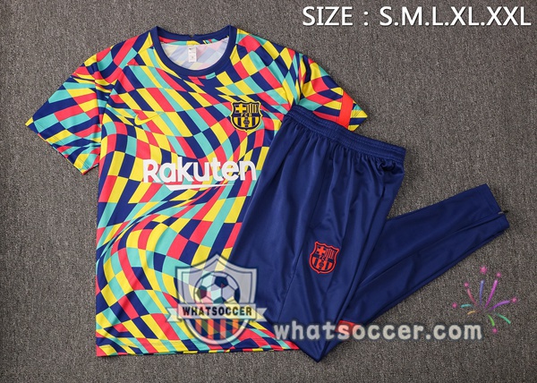 FC Barcelona + Pants Yellow Blue Training T-Shirt Suit 2021-2022