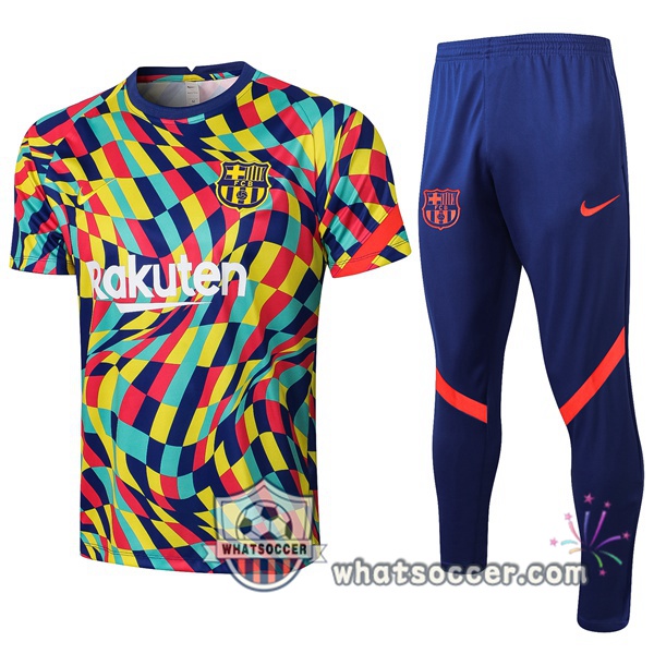 FC Barcelona + Pants Yellow Blue Training T-Shirt Suit 2021-2022