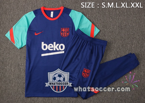 FC Barcelona + Pants Blue Training T-Shirt Suit 2021-2022