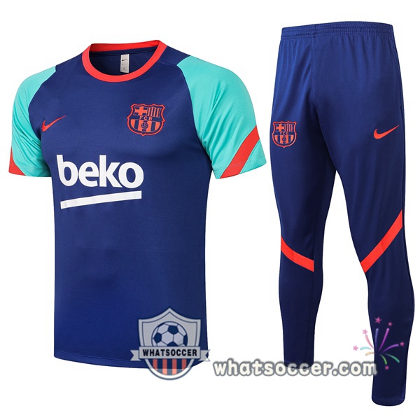 FC Barcelona + Pants Blue Training T-Shirt Suit 2021-2022