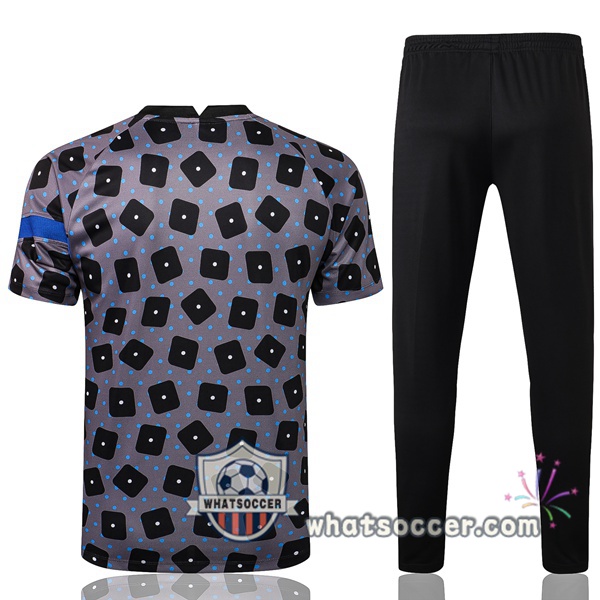 Inter Milan + Pants Gray Black Training T-Shirt Suit 2021-2022