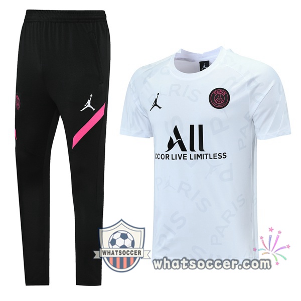 Paris PSG Jordan + Pants White Training T-Shirt Suit 2021-2022