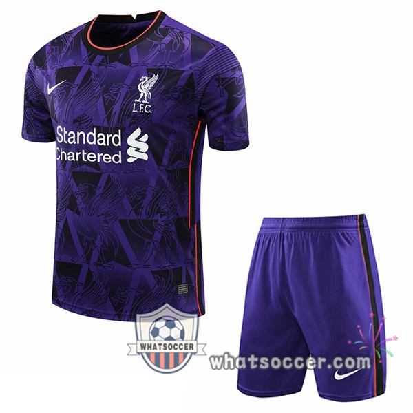 FC Liverpool + Shorts Purple Training T-Shirt Suit 2021-2022