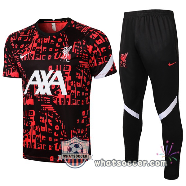 FC Liverpool + Pants Red Black Training T-Shirt Suit 2021-2022