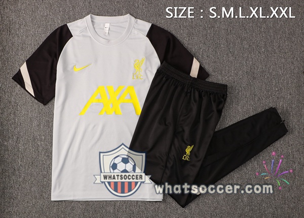 FC Liverpool + Pants Gray Black Training T-Shirt Suit 2021-2022