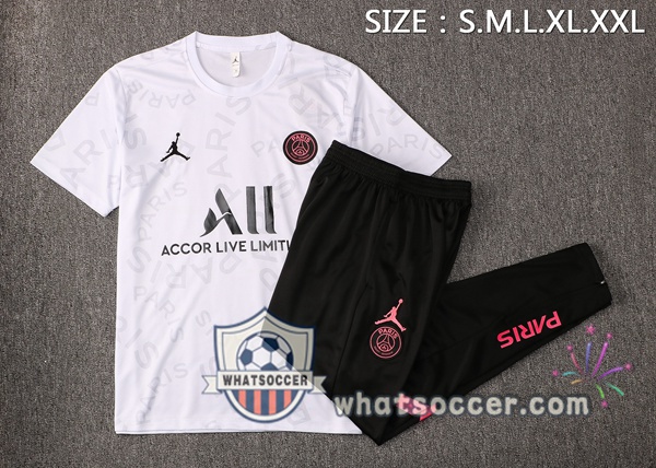 Paris PSG Jordan + Pants White Training T-Shirt Suit 2021-2022