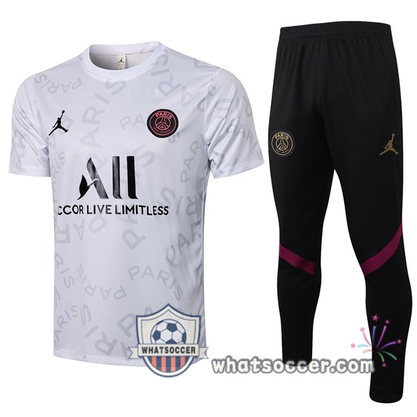 Paris PSG Jordan + Pants White Training T-Shirt Suit 2021-2022