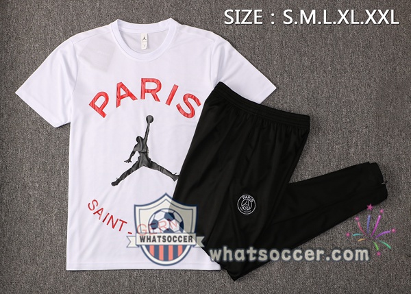Paris PSG Jordan + Pants White Training T-Shirt Suit 2021-2022