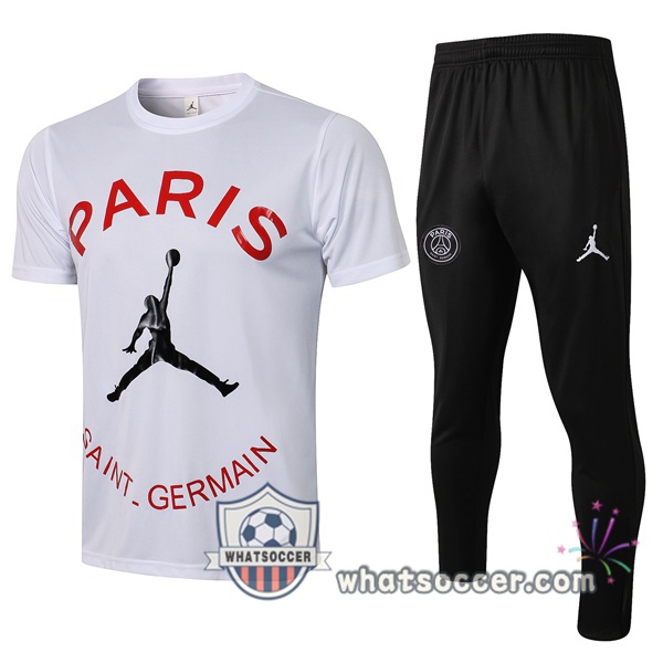 Paris PSG Jordan + Pants White Training T-Shirt Suit 2021-2022