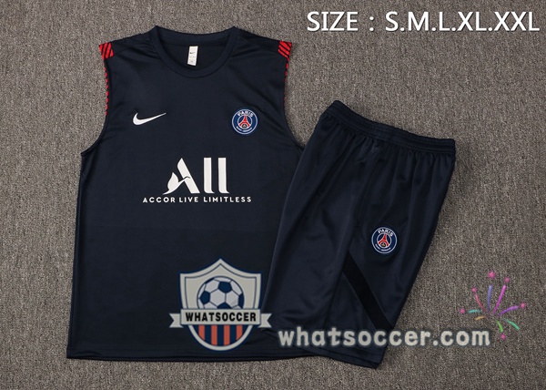 Paris PSG + Shorts Blue Royal Soccer Vest 2021-2022