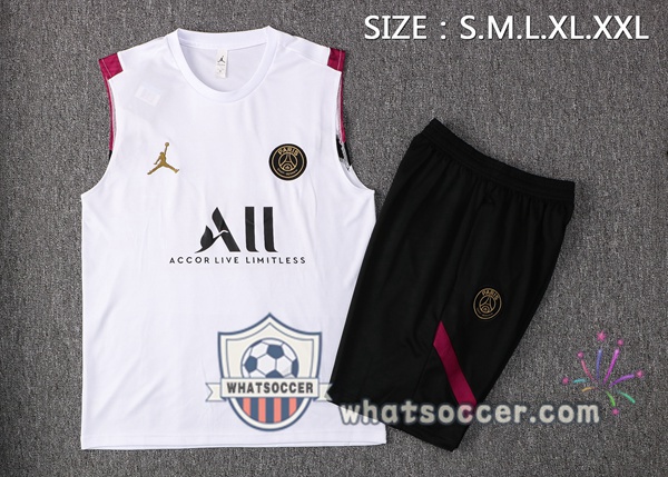 Paris PSG Jordan + Shorts White Soccer Vest 2021-2022
