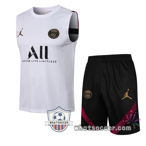 Paris PSG Jordan + Shorts White Soccer Vest 2021-2022