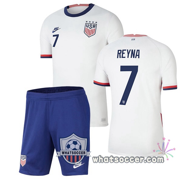 USA (REYNA 7) Kids Home Soccer Jerseys 2020-2021