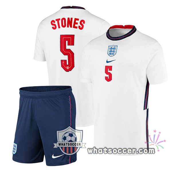 England (STONES 5) Kids Home Soccer Jerseys 2020-2021