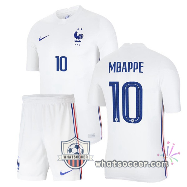 France (MBAPPE 10) Kids Away Soccer Jerseys 2020-2021
