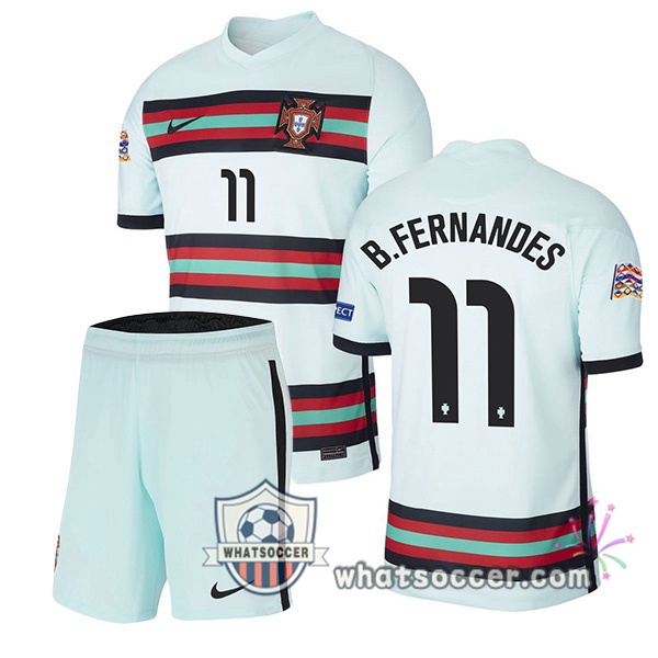 Portugal (B.FERNANDES 11) Kids Away Soccer Jerseys 2020-2021