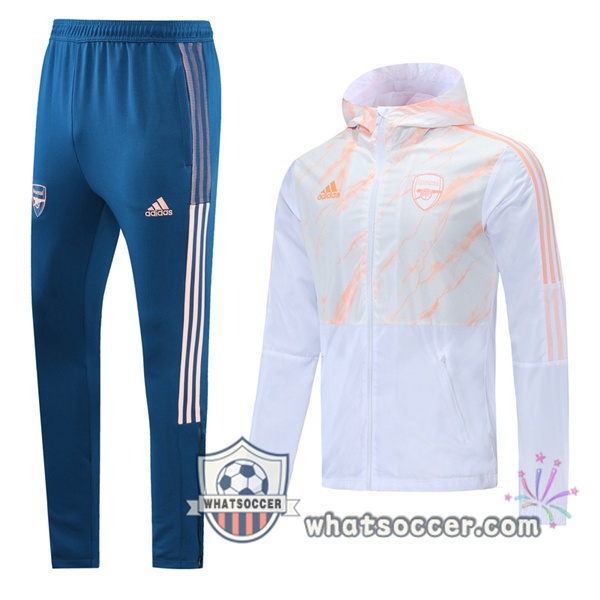 Arsenal White Windbreaker Hoodie 2021-2022